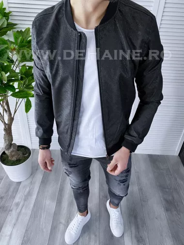 Geaca barbati neagra piele ecologica B3002 D0-4